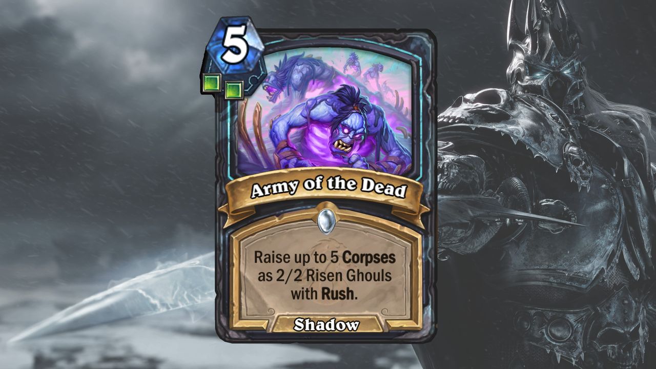 Cards and art from Hearthstone's March of the Lich King expansion.