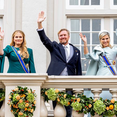 Princess Catharina-Amalia, Princess of Orange, waves from a balcony with the Netherlands Royal Family
