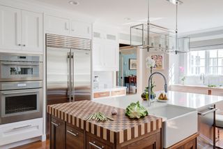 A butcher block with mixed material