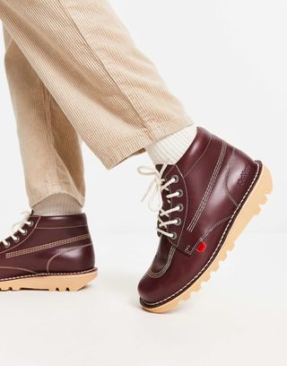 Kickers Kick Hi Boots in Dark Red