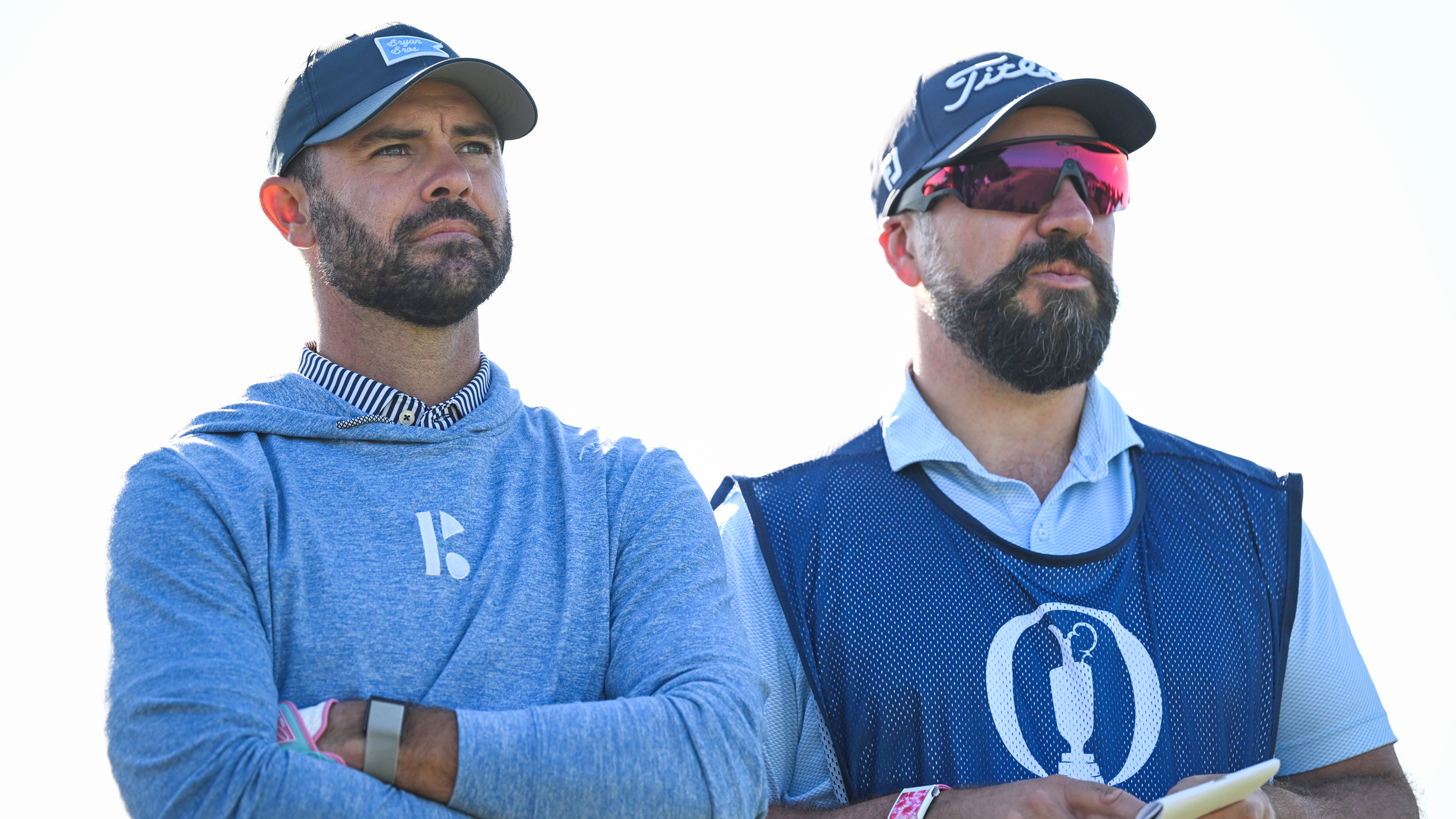 Wesley Bryan and his caddie Peter Finch during the Open Last-Chance Qualifier