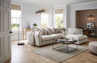 Sentosa cream corner sofa set with cushions