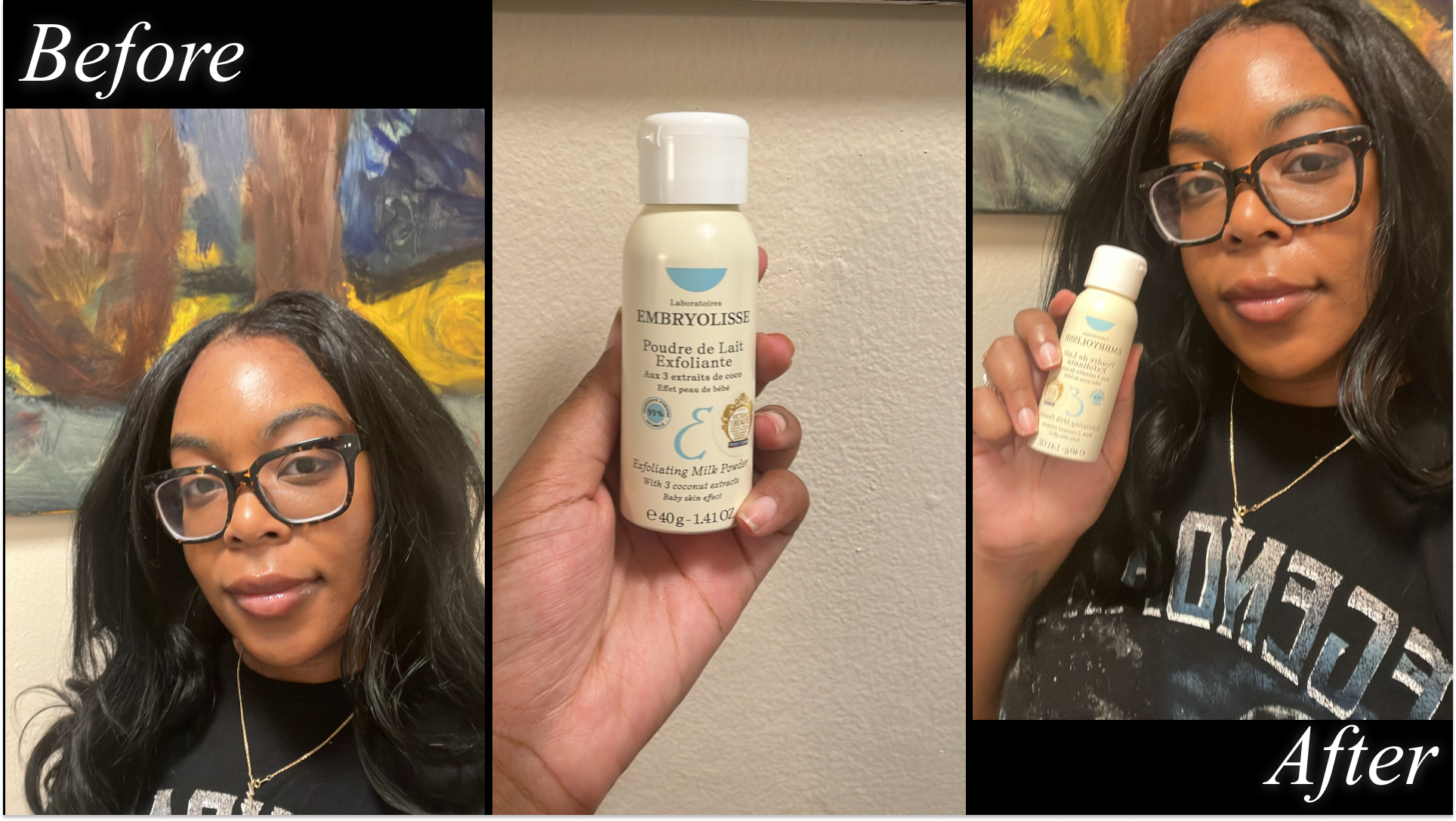 Ariel Baker testing the Embryolisse Exfoliating Face Scrub Powder.