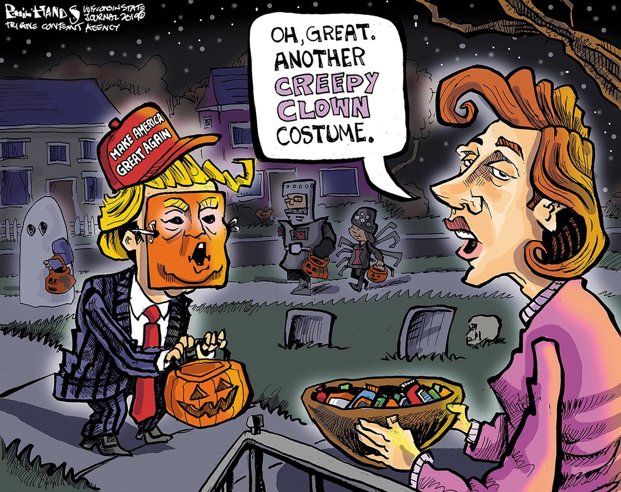 Political Cartoon U.S. Trump Pelosi Creepy Clown