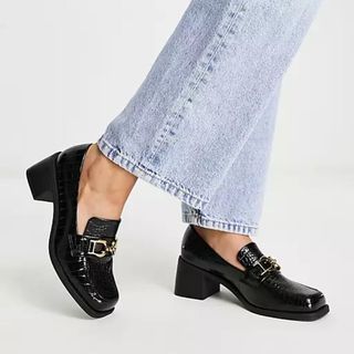 ASOS heeled loafers to show how to style straight leg jeans