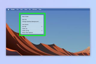 A screenshot showing how to use desktop stacks on Mac