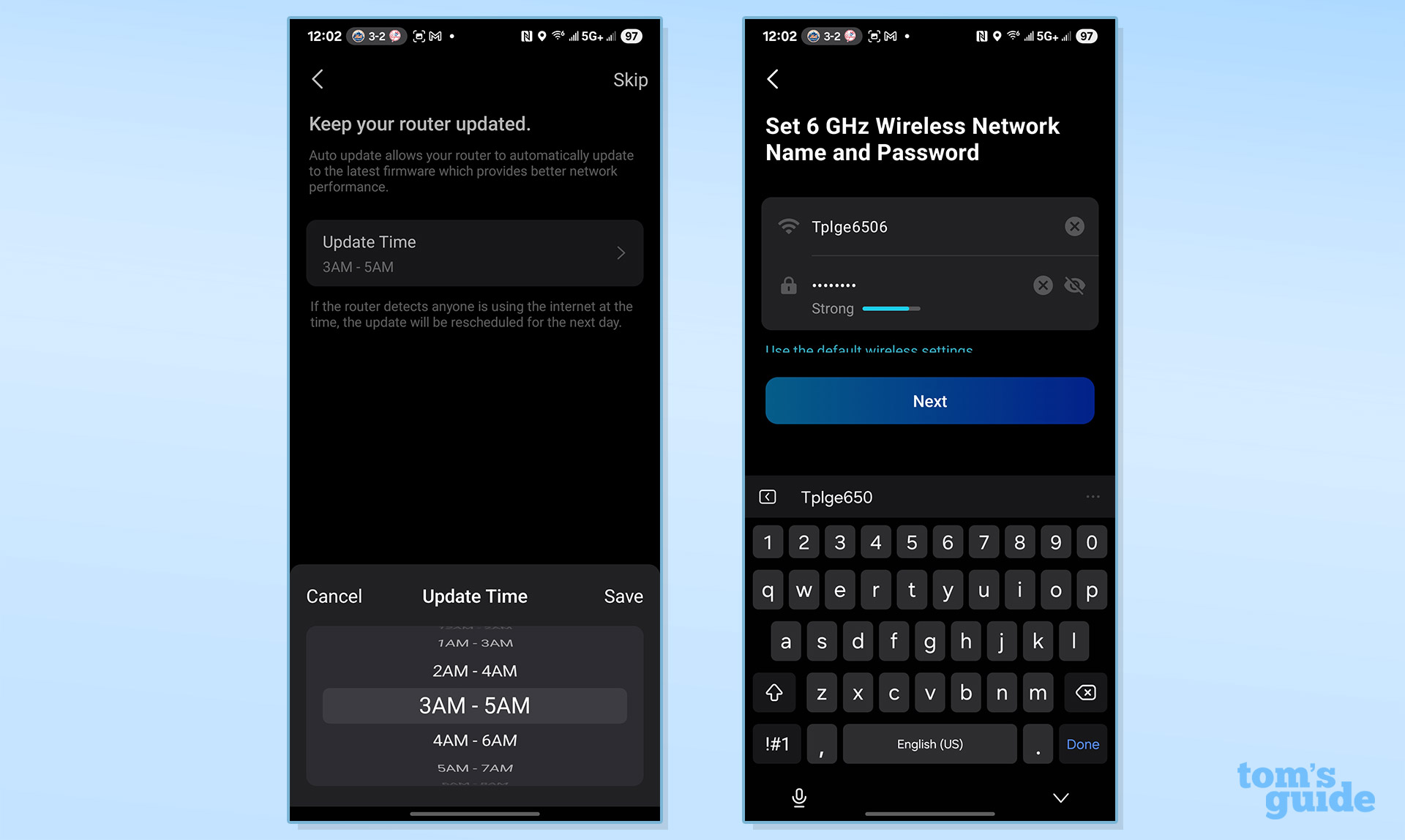 A screenshot from the TP-Link Archer GE650 router app