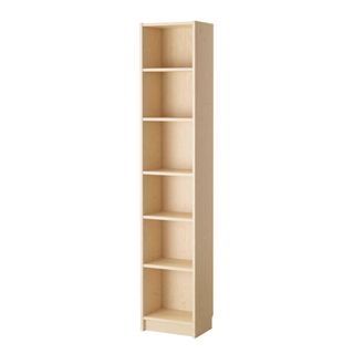 The tall, vertical BILLY Bookcase in birch venner