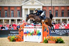 Japanese showjumper Mike Kawai and Star winning the first five-star class at the Longines Global Champions Tour of London