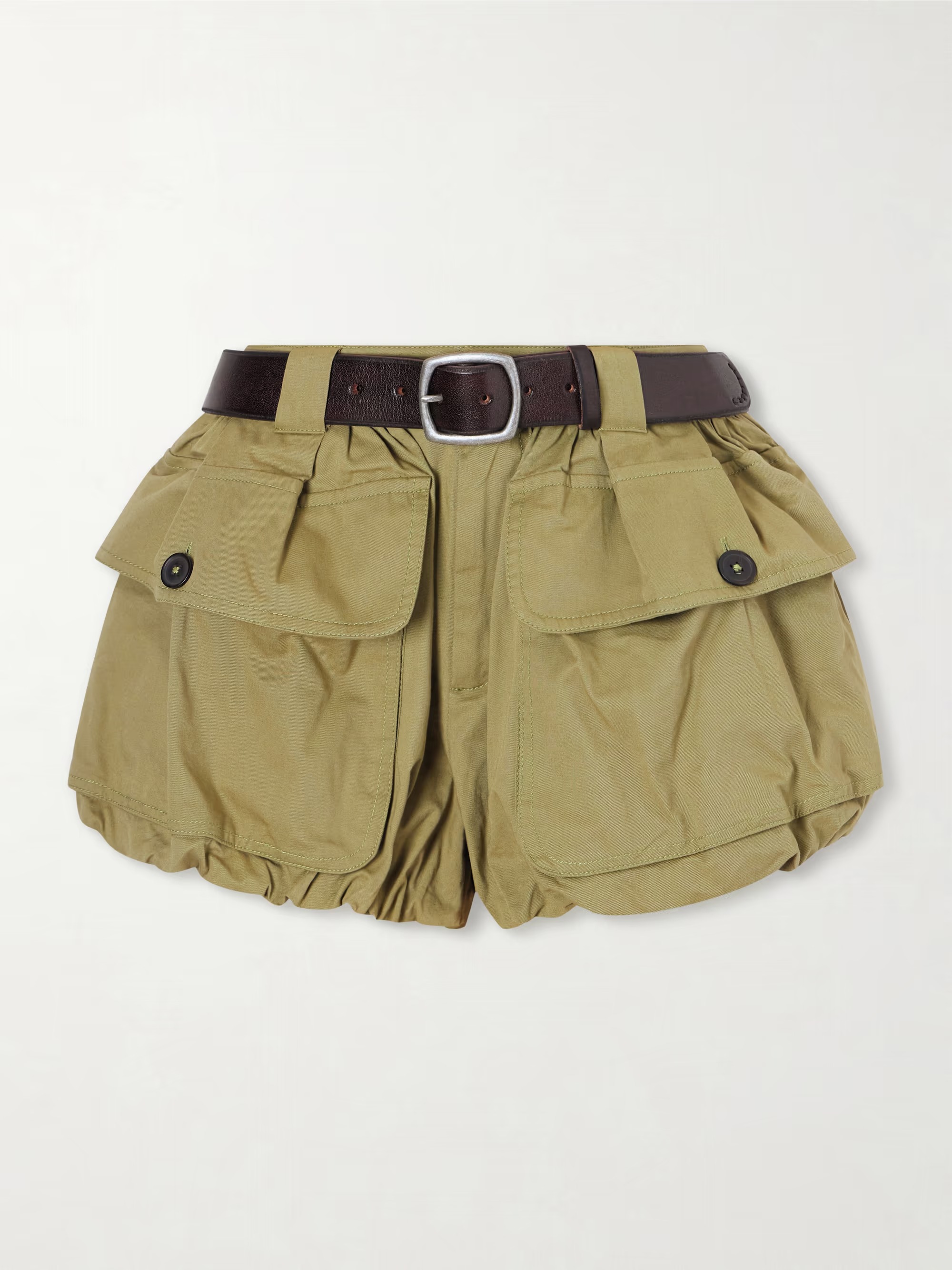 SEA NY, Andrea Belted Cotton-twill Shorts