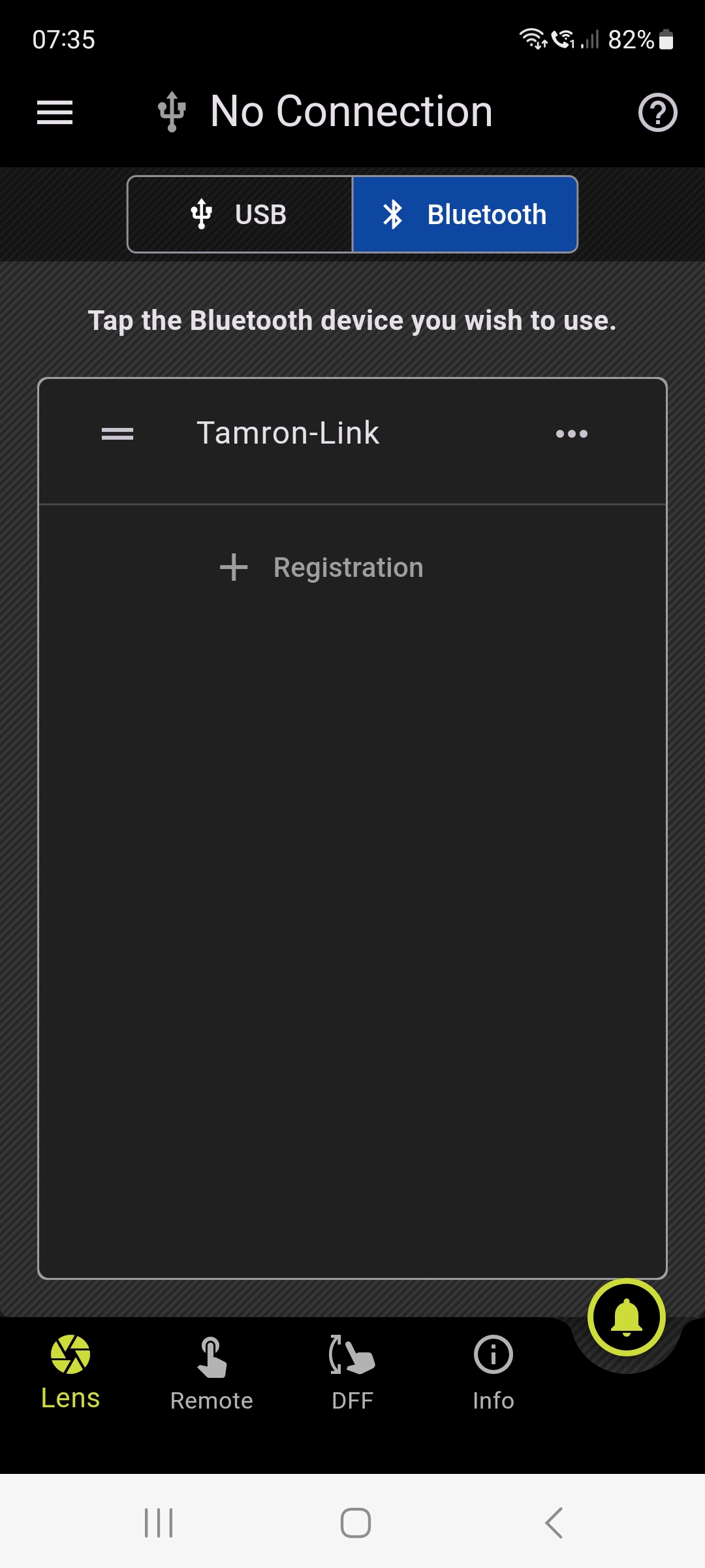 Tamron-Link smartphone app screengrab