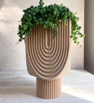 A wooden plant stand