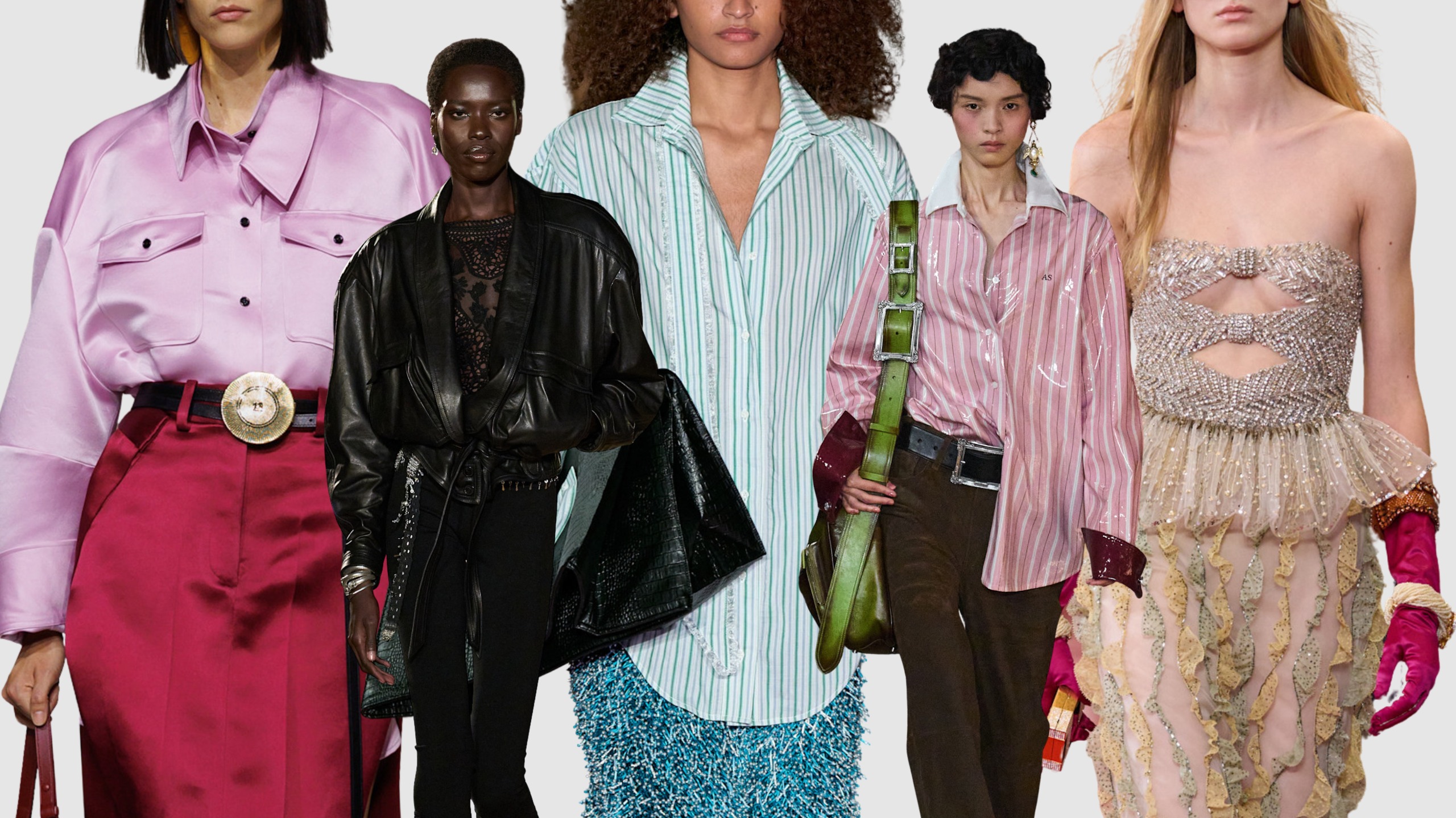 Collage of runway models from the paris fashion week runways spring summer 2027