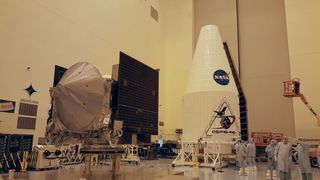 OSIRIS-REx spacecraft and fairing