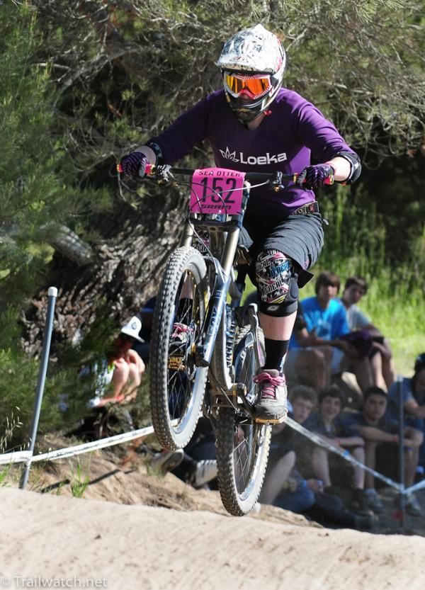 Jaime Rees rides through some whoops