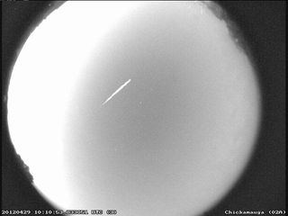 An Eta Aquarid meteor streaks over northern Georgia on April 29, 2012.
