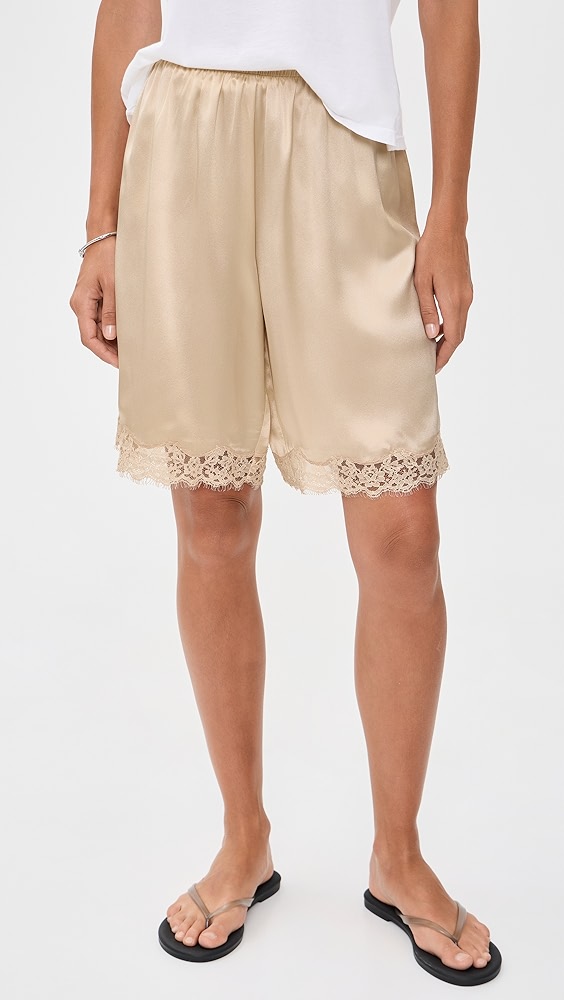 Clara Silk Bermuda Shorts - Almond