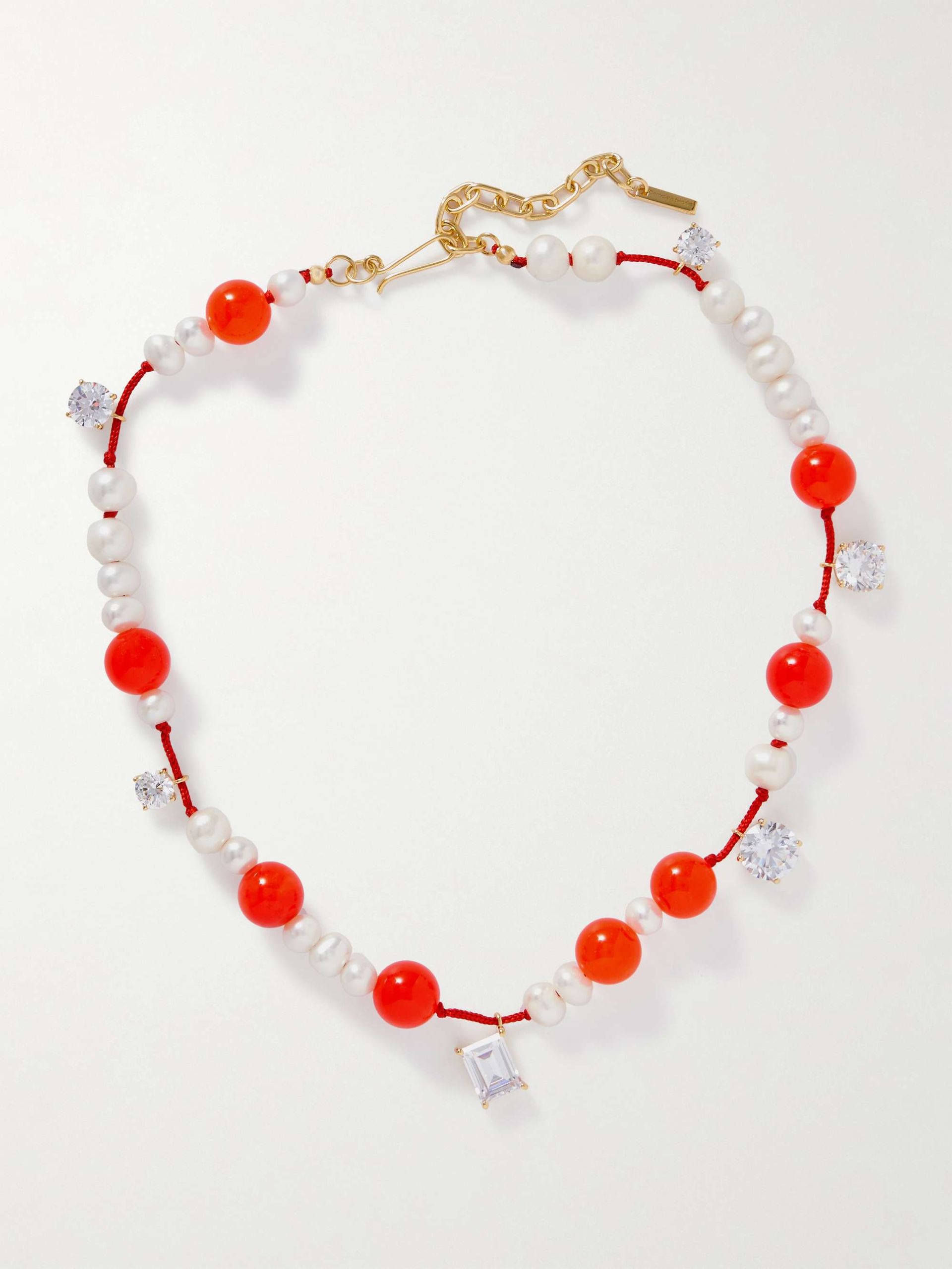 Recycled Gold Vermeil, Cord, Pearl, Bead and Crystal Necklace