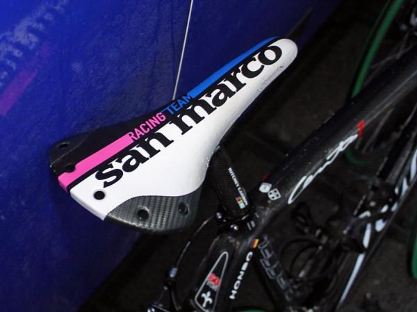 Selle San Marco provided Lampre-Farnese Vini with custom-covered saddles.