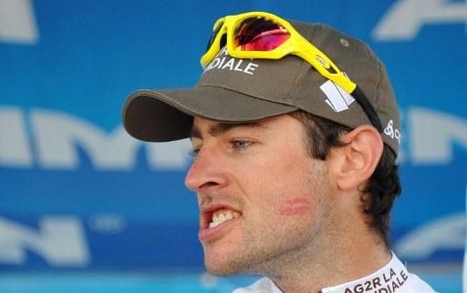 Sylvain Georges (AG2R La Mondiale) shows the side effect of podium time