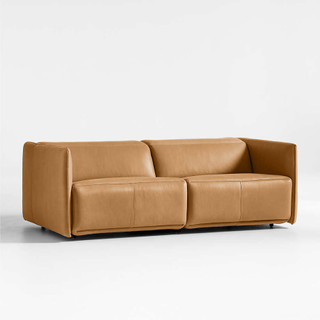 low-profile leather reclining sofa