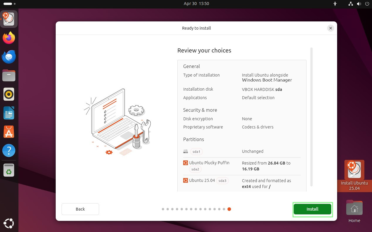 Ubuntu install screenshot