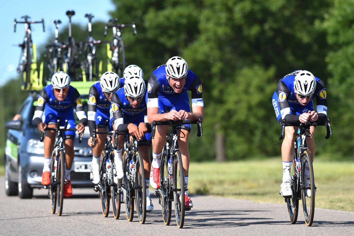 Etixx-Quick Step riding to victory