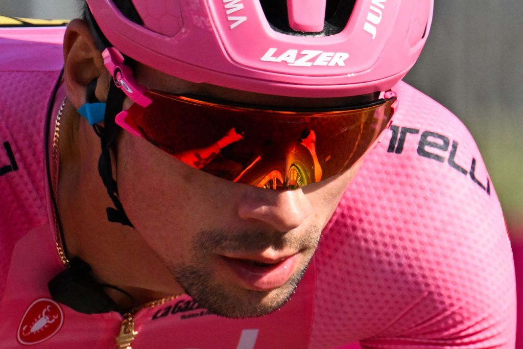 Overall leader JumboVismas Slovenian rider Primoz Roglic cycles during the twentyfirst and last stage of the Giro dItalia 2023 cycling race 135 km in and around Rome on May 28 2023 Photo by Alberto PIZZOLI AFP Photo by ALBERTO PIZZOLIAFP via Getty Images