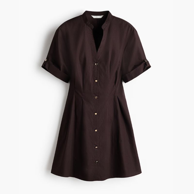 brown shirt dress