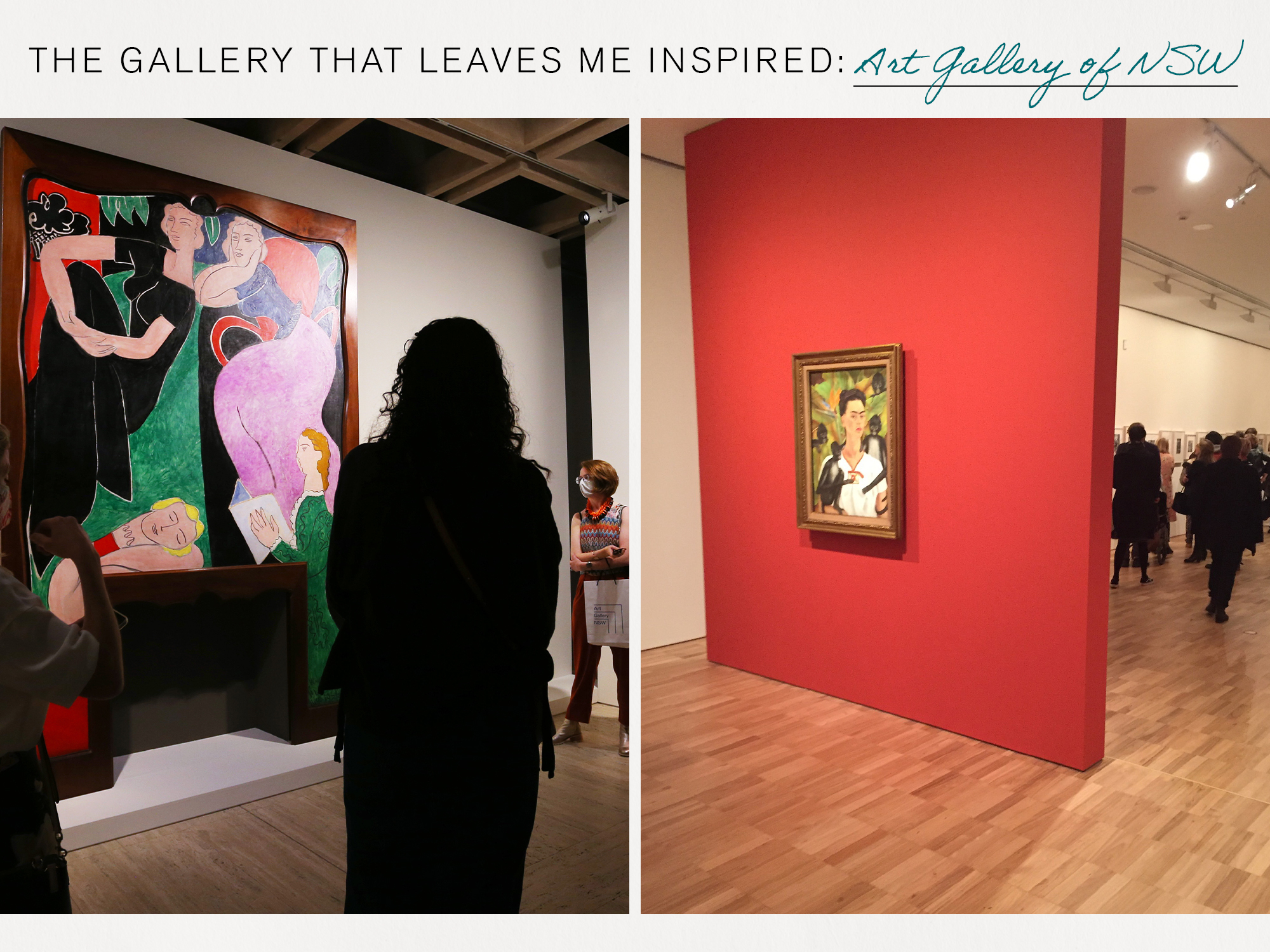 Collage of art gallery in Sydney, Australia.