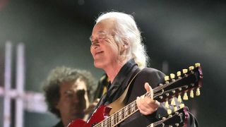 Jimmy Page performs at the 38th Annual Rock & Roll Hall Of Fame Induction Ceremony at Barclays Center on November 03, 2023 in New York City