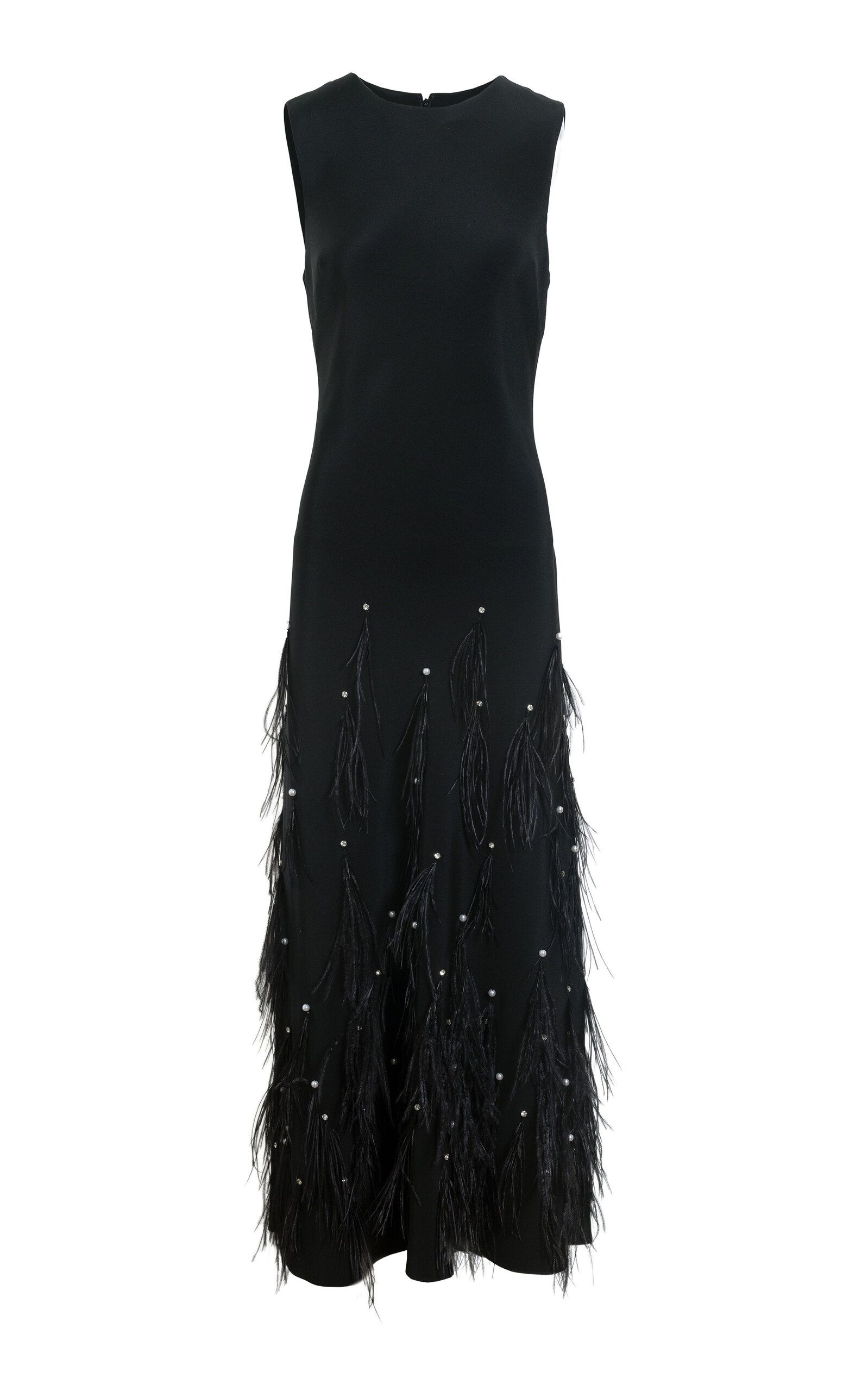 Laney Feather Silk Midi Dress