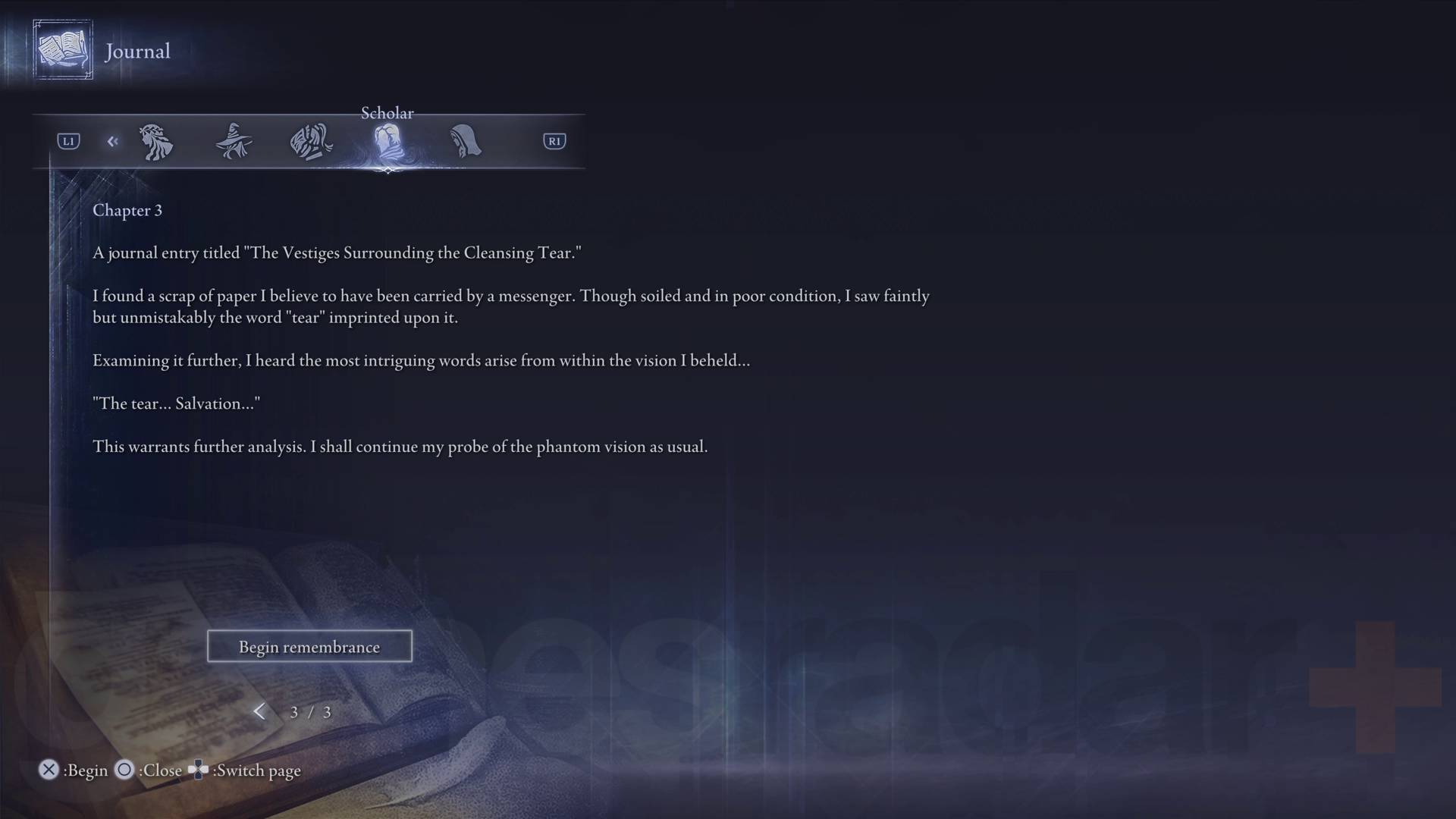 Elden Ring Nightreign Scholar Remembrance quest chapter 3 interface