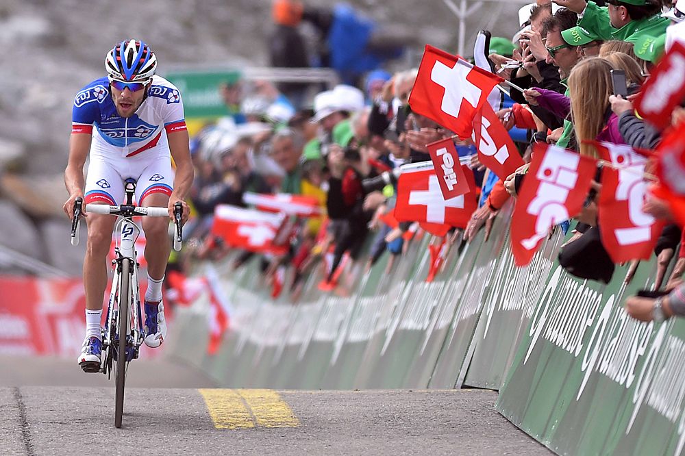 Thibaut Pinot (FDJ) on his way to winning stage 5 of the Tour de Suisse