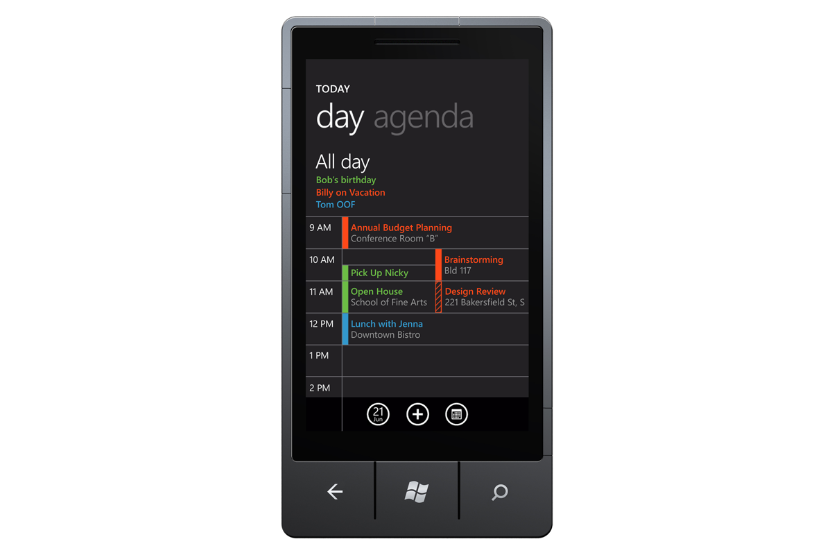 A calendar on Windows Phone 7