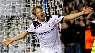Roman Pavlyuchenko celebrates after scoring for Tottenham against Inter in the Champions League at White Hart Lane in 2010.