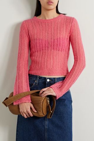 Stella McCartney Net Sustain Open-Knit Brushed Alpaca-Blend Sweater