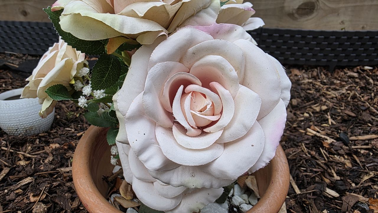 Artificial rose captured using macro camera mode