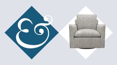 Nancy Meyers-style striped swivel chair pictured a Homes & Gardens collage