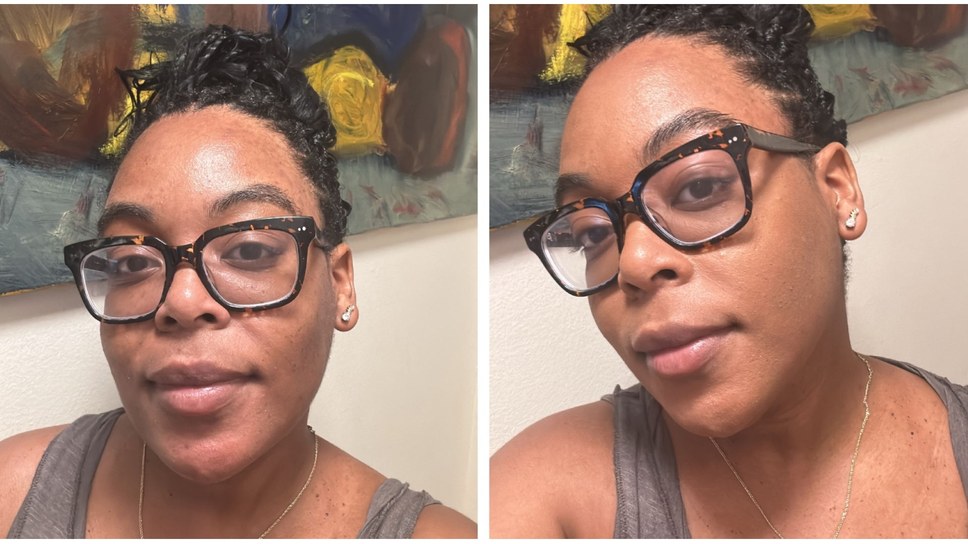 Ariel Baker testing Hourglass Ambient Lighting Powders.