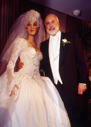 Record producer René Angelil and Canadian singer Céline Dion during their wedding ceremony in 1994