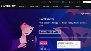 Website screenshot of CorelDRAW Coral Vector