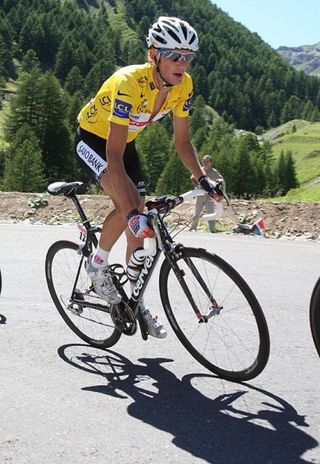 Schleck wore yellow on the Alpe d'Huez stage this summer