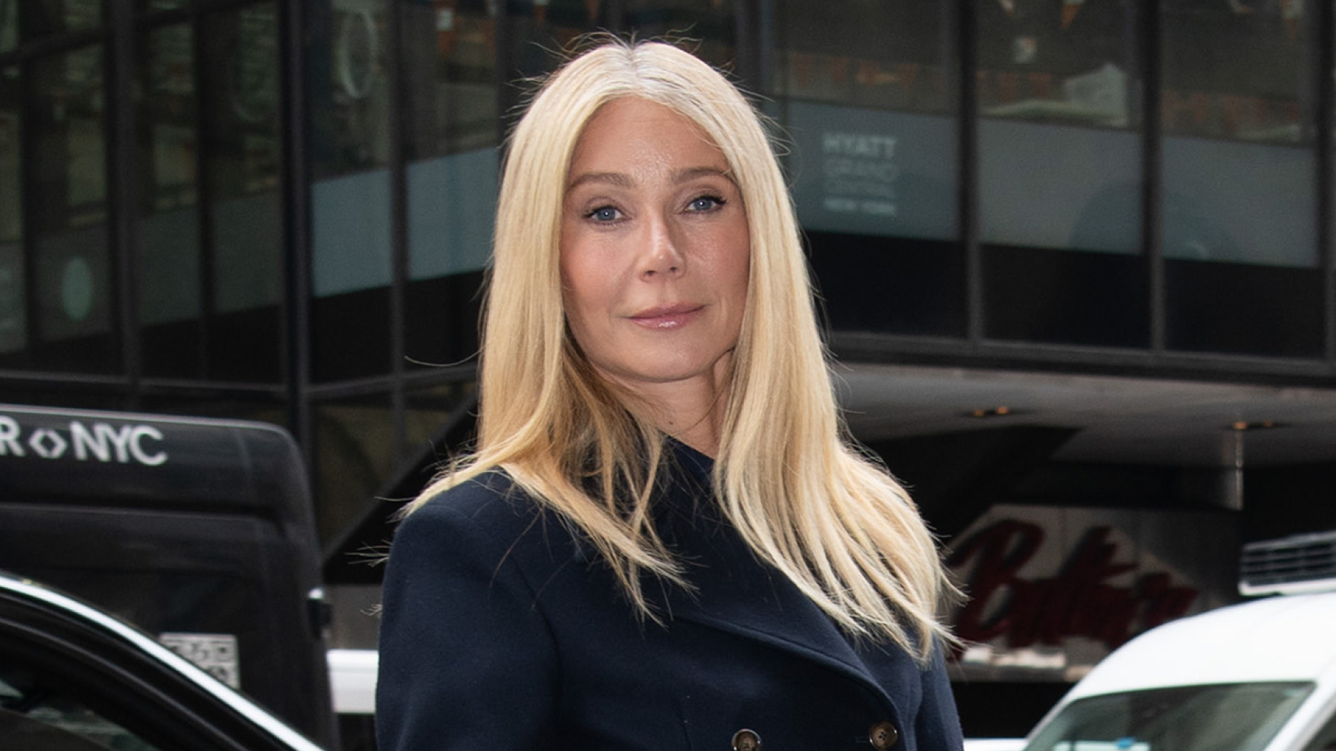 Gwyneth Paltrow carries a Hermes Kelly bag and wears her own label on March 20, 2026 in New York City