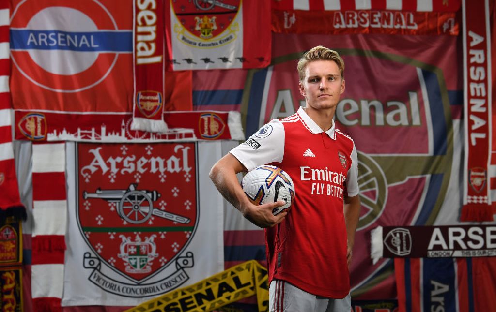 Martin Odegaard of Arsenal during the Arsenal Media Day at the Arsenal Training Ground at London Colney on August 01, 2022 in St Albans, England.