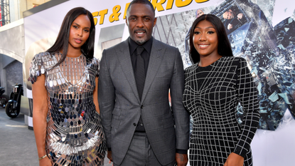 Sabrina Dhowre Elba, Idris Elba, and Isan Elba arrive at the premiere of Universal Pictures' "Fast & Furious Presents: Hobbs & Shaw" at Dolby Theatre on July 13, 2019 in Hollywood, California