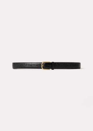 Slim Croco-Embossed Trouser Belt Black