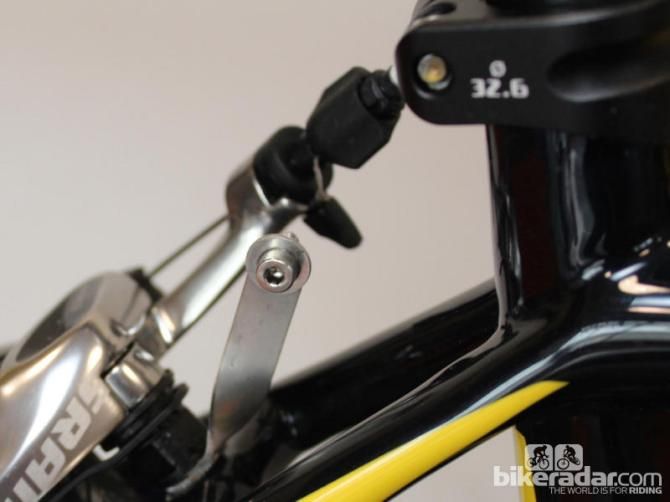 A small but telling sign of a professional's bike: the number holder