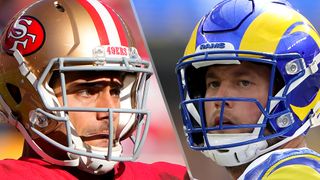 (L, R) Jimmy Garoppolo and Matthew Stafford will face off in the 49ers vs Bears live stream