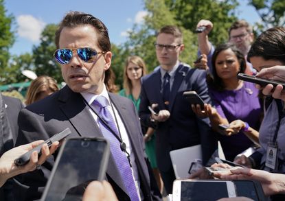 Anthony Scaramucci faces the press.